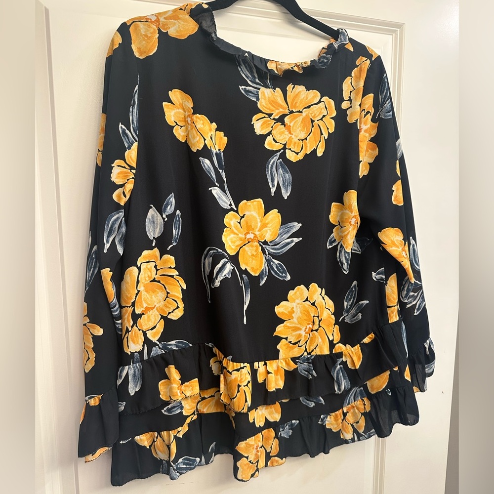 Anthropologie Floral Ruffle Sleeve Blouse - Picture 9 of 9